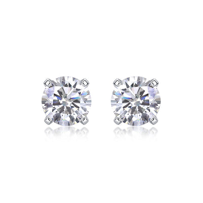 Rhymes Luxury Fashion Diamond Earrings Stud Inlaid With Mosan Diamond Silver Ornaments