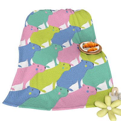 Colorful Capybara Flannel Blankets Capybara Rodent Animal Blankets For Bed Sofa Couch Super Soft Lightweight Animal Blanket 75x100cm 130x150cm