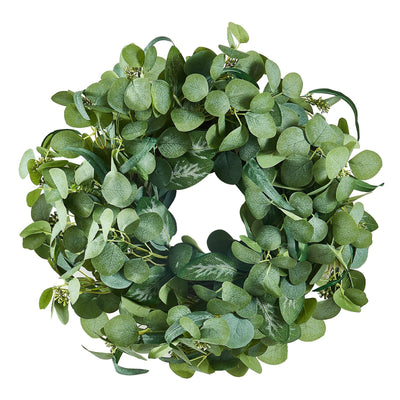 Artificial Decorative Wreath 26 In Green Eucalyptus Leaves Year Round Wreath
