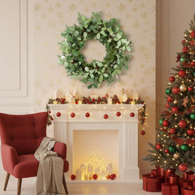 Christmas Cedar Wreath Full Luxe Greenery Holiday Door Festive Pinecone & Berry Accent FBA Shipment