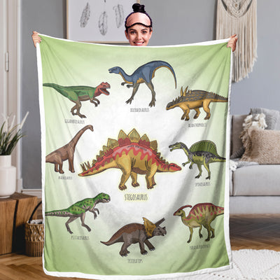 Dinosaur Family Sherpa Fleece Throw Blanket For Boys Girls Adults 50x60 , 60x80 Fuzzy Soft Warm Blanket For All Seasons