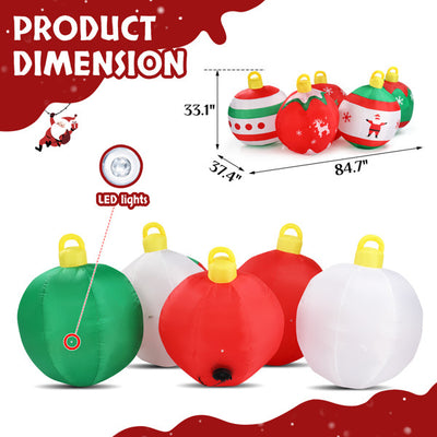 6.9ft, Five Christmas Balls, Five LED Lights, Bundle Pocket, Christmas Inflatable Decoration