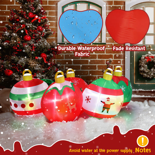6.9ft, Five Christmas Balls, Five LED Lights, Bundle Pocket, Christmas Inflatable Decoration