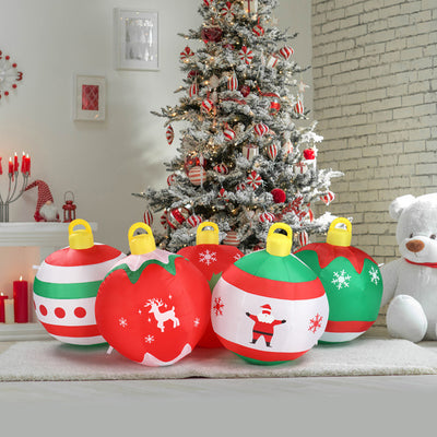 6.9ft, Five Christmas Balls, Five LED Lights, Bundle Pocket, Christmas Inflatable Decoration