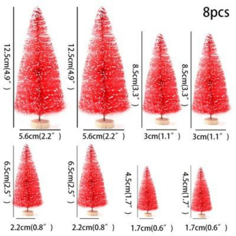 8 Pieces Mini Artificial Christmas Trees For Fairy Garden DIY Christmas Crafts