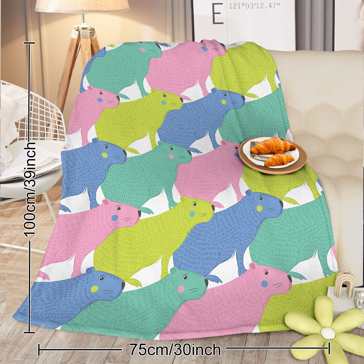 Colorful Capybara Flannel Blankets Capybara Rodent Animal Blankets For Bed Sofa Couch Super Soft Lightweight Animal Blanket 75x100cm 130x150cm