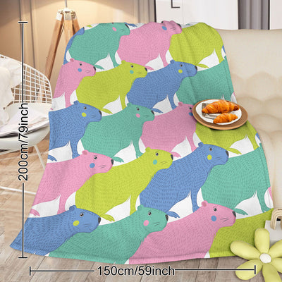 Colorful Capybara Flannel Blankets Capybara Rodent Animal Blankets For Bed Sofa Couch Super Soft Lightweight Animal Blanket 75x100cm 130x150cm