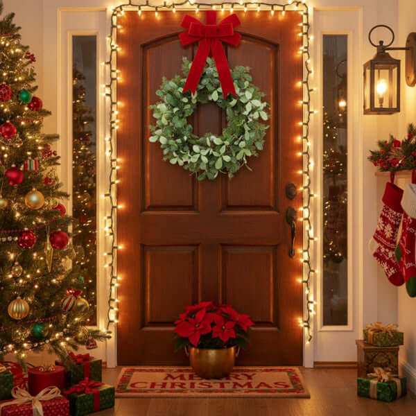 Christmas Cedar Wreath Full Luxe Greenery Holiday Door Festive Pinecone & Berry Accent FBA Shipment