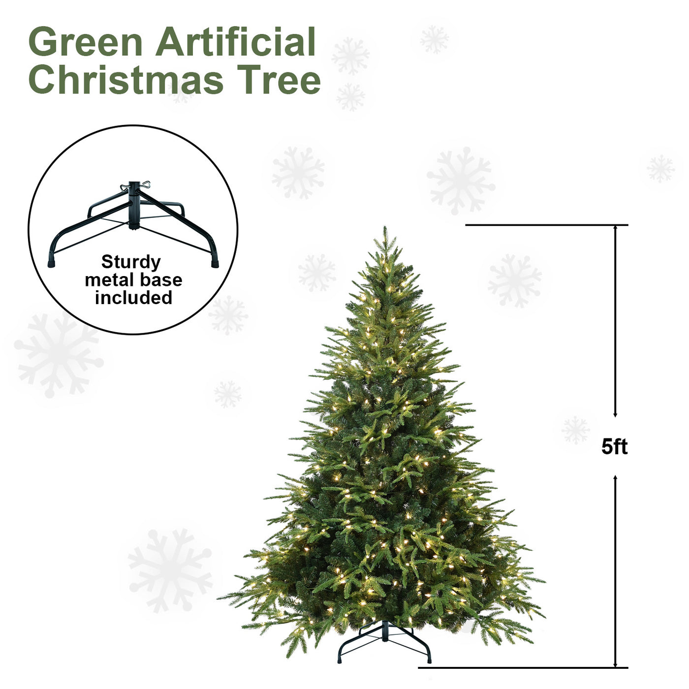 PVC Christmas Tree, Christmas Decorations, Green, With Lights