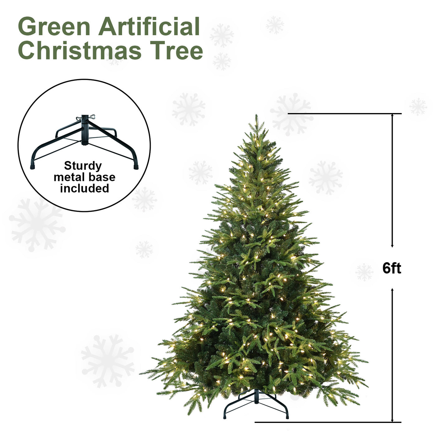 PVC Christmas Tree, Christmas Decorations, Green, With Lights