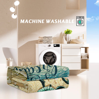 Tropical Baby Sea Turtle Flannel Fleece Blanket 3D Ocean Waves Flannel Soft Plush Throw Blanket Cozy Blankets For Bed Chair Car Sofa Couch Bedroom 75x100cm 130x150cm