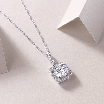 Innocent Mary Luxury Fashion Diamond Pendant Necklace Set With Mosan Diamond Silver Ornaments