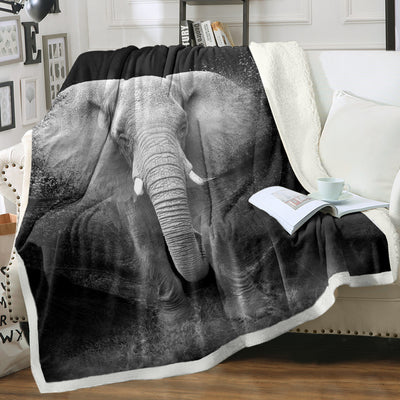 3D Elephant Printed Sherpa Fleece Blanket For Couch Sofa Bed Soft Cozy Fuzzy Black Galaxy Elephant Gifts For Women Adults 130X150cm 150X200cm