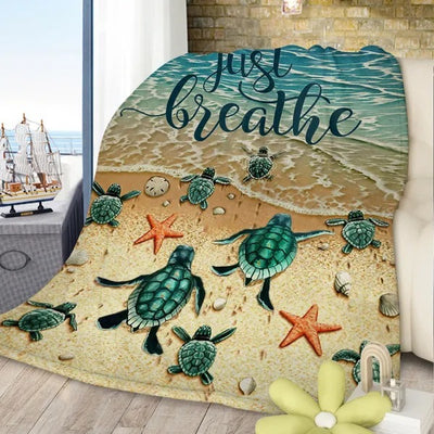 Tropical Baby Sea Turtle Flannel Fleece Blanket 3D
