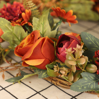 Spring wreath with crimson roses decoration wreath