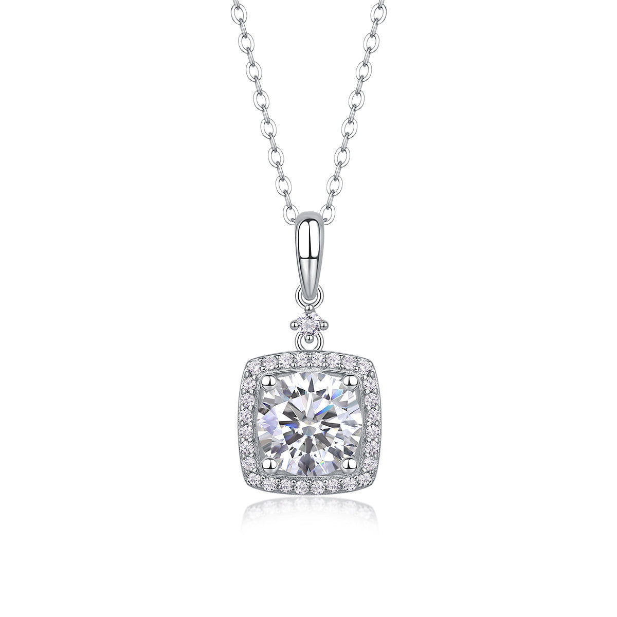 Innocent Mary Luxury Fashion Diamond Pendant Necklace Set With Mosan Diamond Silver Ornaments