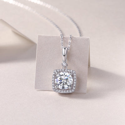 Innocent Mary Luxury Fashion Diamond Pendant Necklace Set With Mosan Diamond Silver Ornaments